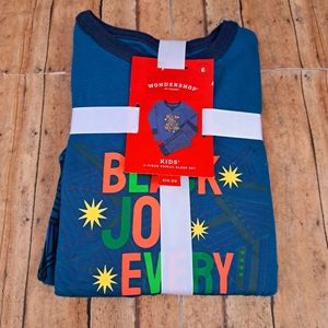 Wondershop Kids 2 Piece Family Sleep Set "BLACK JOY EVERY SEASON" Print Sz 6